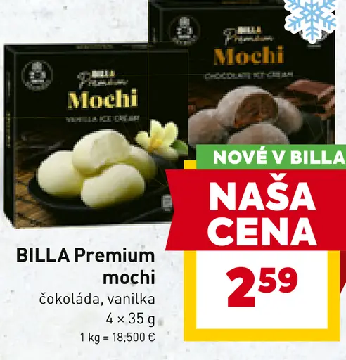 BILLA Premium mochi čokoláda, vanilka
