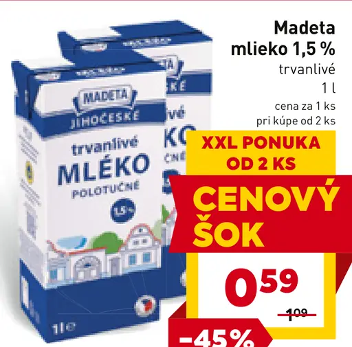 Madeta mlieko 1,5%