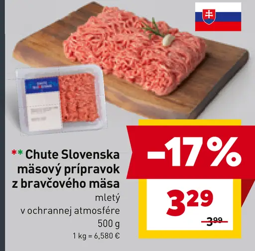 Chute Slovenska mäsový prípravok z bravčového mäsa mletý