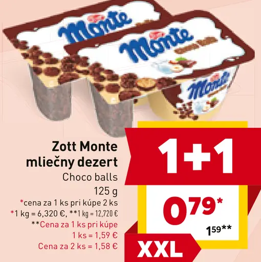 Zott Monte mléčny dezert Choco balls