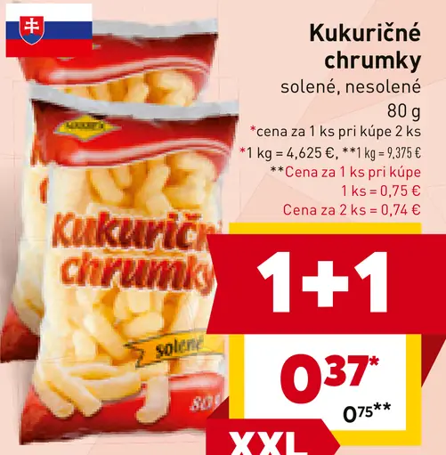 Kukuričné chrumky solené, nesolené