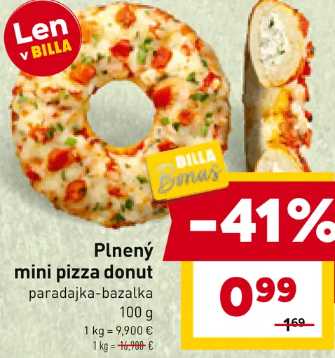 Plnený mini pizza donut paradajka-bazalka
