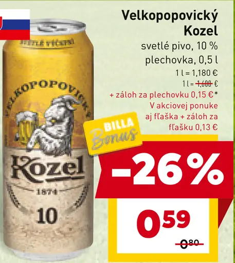 Velkopopovický Kozel plechovka
