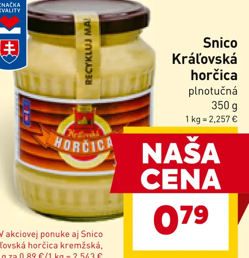 Snico Kráľovská Horčica plnotučná