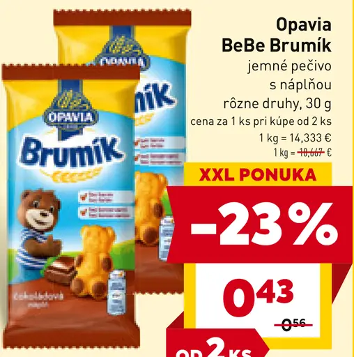 Opavia BeBe Brumík jemné pečivo s náplňou