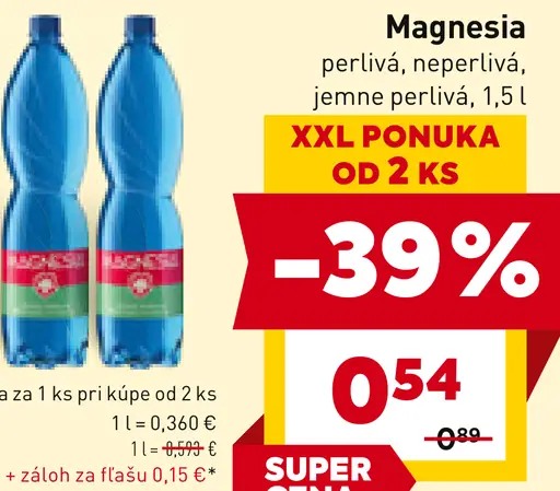Magnesia perlivá, neperlivá, jemne perlivá