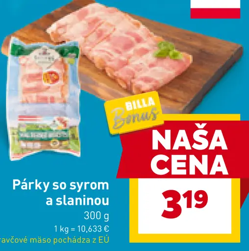 Billa Párečky so syrom a slaninou