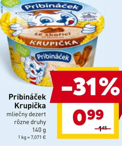 Pribináček Krupička mliečny dezert