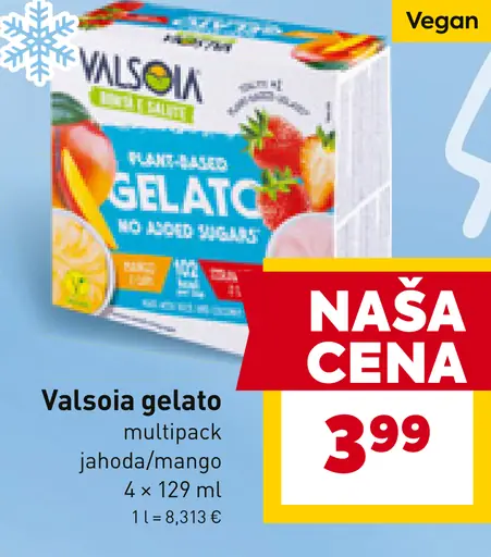 Valsoia gelato multipack jahoda/mango