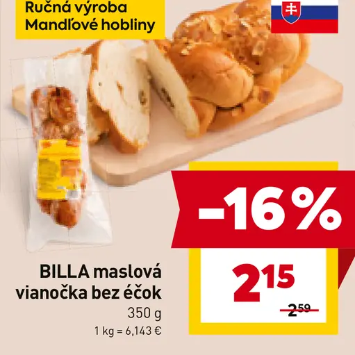 BILLA maslová vianočka bez éčok