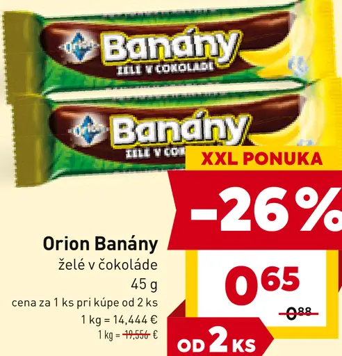 Orion Banány XXL želé v čokoláde