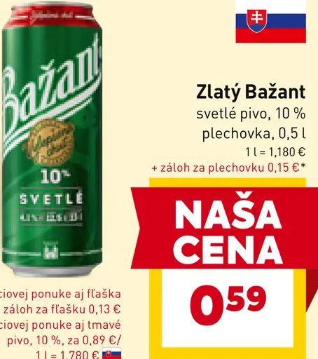 Zlatý Bažant '73 pivo svetlý ležiak plechovka