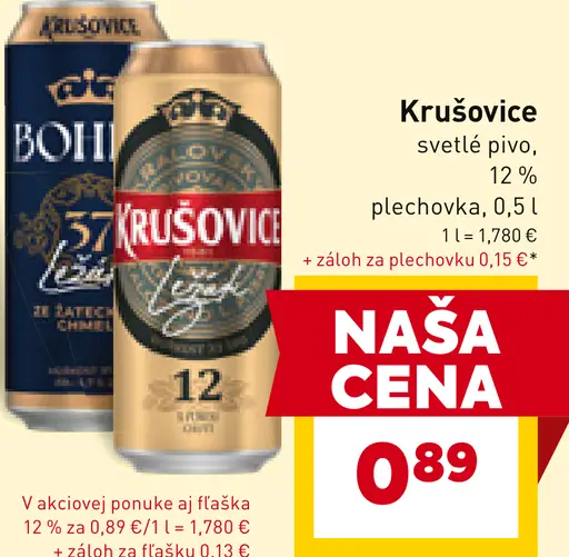 Krušovice svetlé pivo plechovka