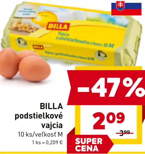 Billa podstielkové vajcia