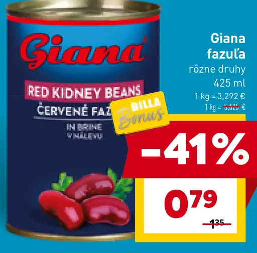 Giana fazuľa červené v náleve