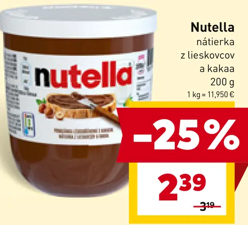 Nutella Nátierka z lieskovcov a kakaa