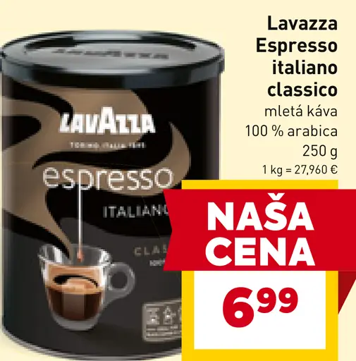 Lavazza Espresso Italiano Classico pražená mletá káva