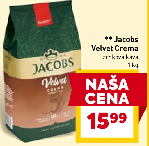 Jacobs Velvet Crema zrnková káva