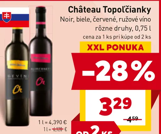 Château Topoľčianky rôzne druhy vína červené, ružové, biele víno