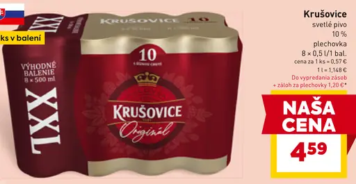 Krušovice svetlé pivo plechovka