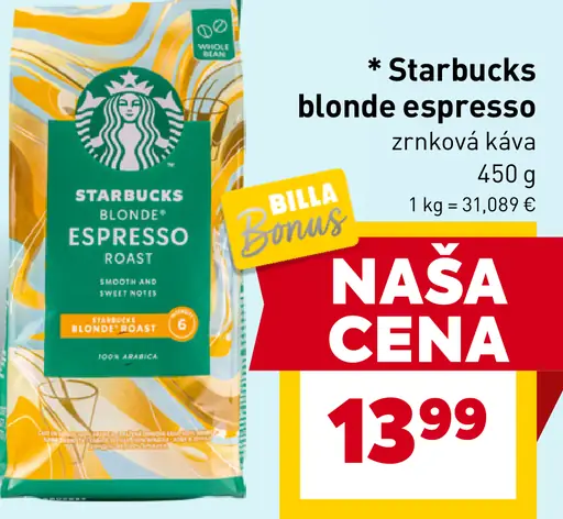 Starbucks blonde espresso zrnová káva