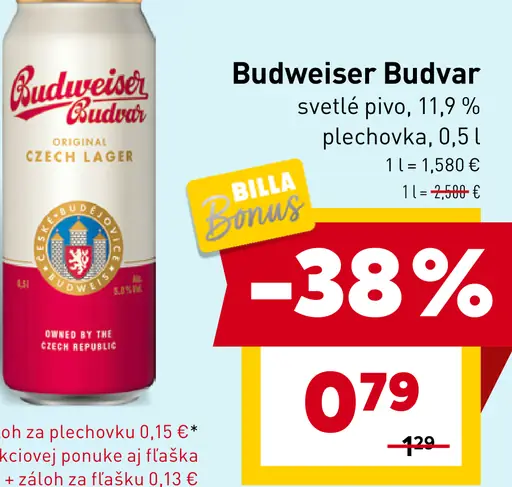 Budweiser Budvar svetlé pivo plechovka