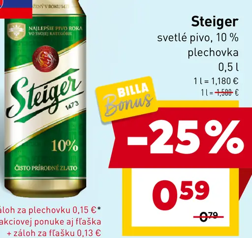 Steiger Svetlé pivo plechovka