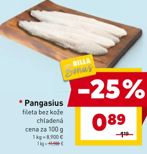 Pangasius fileta bez kože chladená