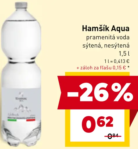 Hamšík Aqua pramenitá voda sýtená, nesýtená