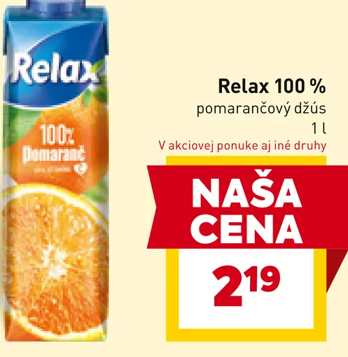 Relax 100% pomarančový džús
