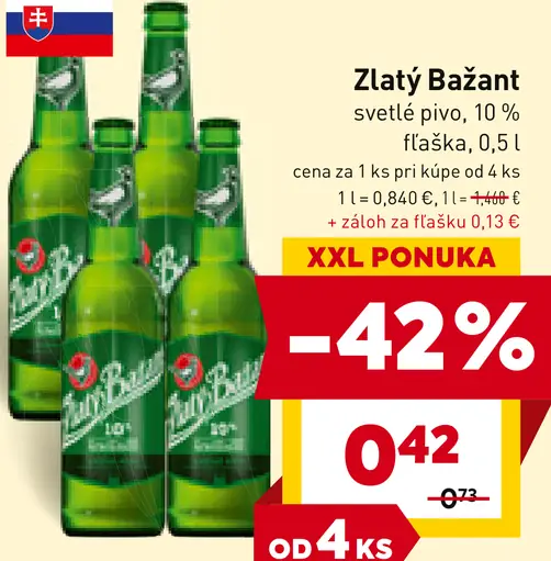 Zlatý Bažant '73 pivo svetlý ležiak
