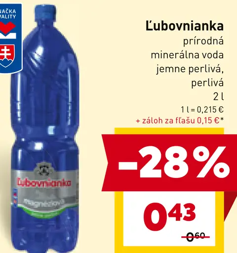 Ľubovnianka prírodná minerálna voda jemne perlivá
