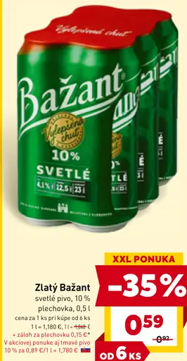 Zlatý Bažant '73 pivo svetlý ležiak plechovka