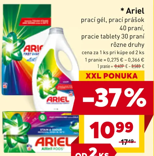 Ariel prací gél/prací prášok na pranie