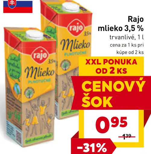 Rajo Mlieko plnotučné 3,5%