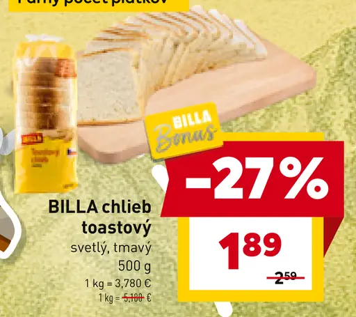 BILLA Chlieb Toastový