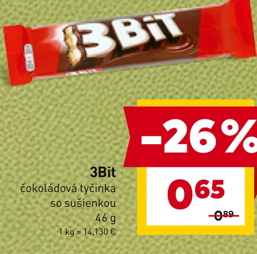 3Bit čokoládová tyčinka so sušienkou