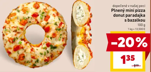 Plnený mini pizza donut paradajka-bazalka