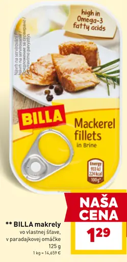 BILLA makrely vo vlastnej šťave