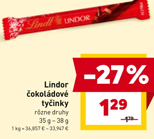 Lindor čokoládové tyčinky