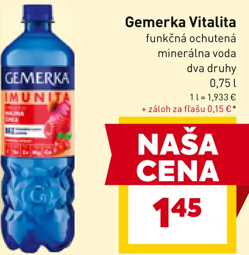 Gemerka Vitalita funkčná ochutená minerálna voda