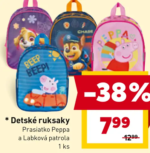 Detské ruksaky Prasiatko Peppa a Labková patrola