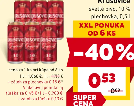 Krušovice svetlé pivo plechovka