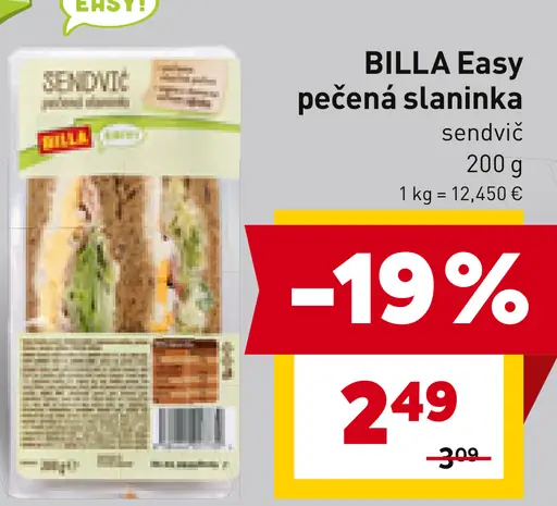 BILLA Easy pečená slaninka sendvič