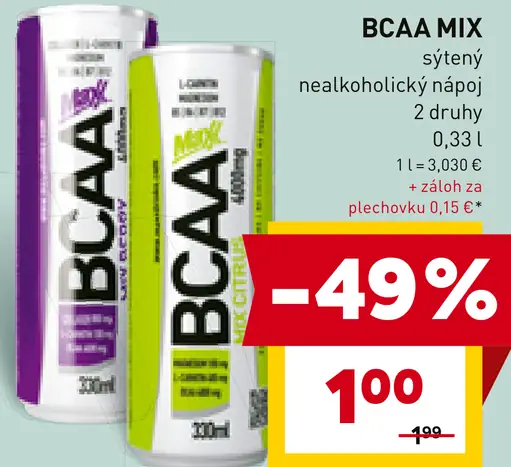 BCAA MIX sýtený nealkoholický nápoj plechovka