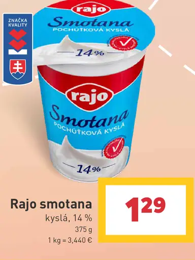 Rajo smotana kyslá 14%