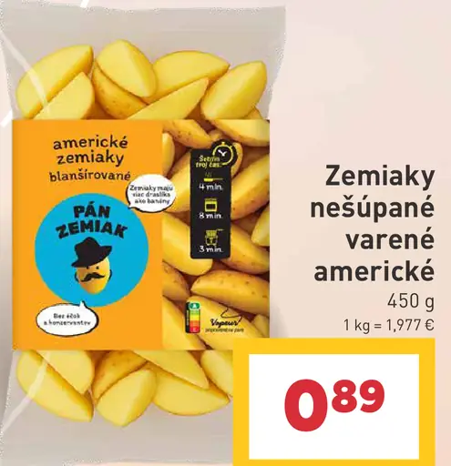 Zemiaky nešúpané varené americké