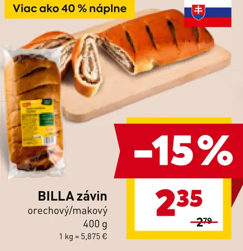 BILLA závin orechový, makový