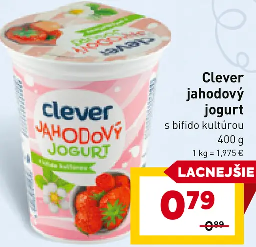 Clever Jahodový jogurt s bifidokultúrou