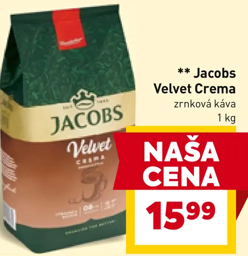 Jacobs Velvet Crema zrnková káva